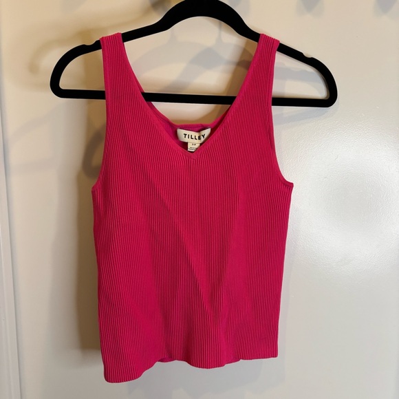 Tilley Pink Ribbed Shell Tank Top - Picture 3 of 6